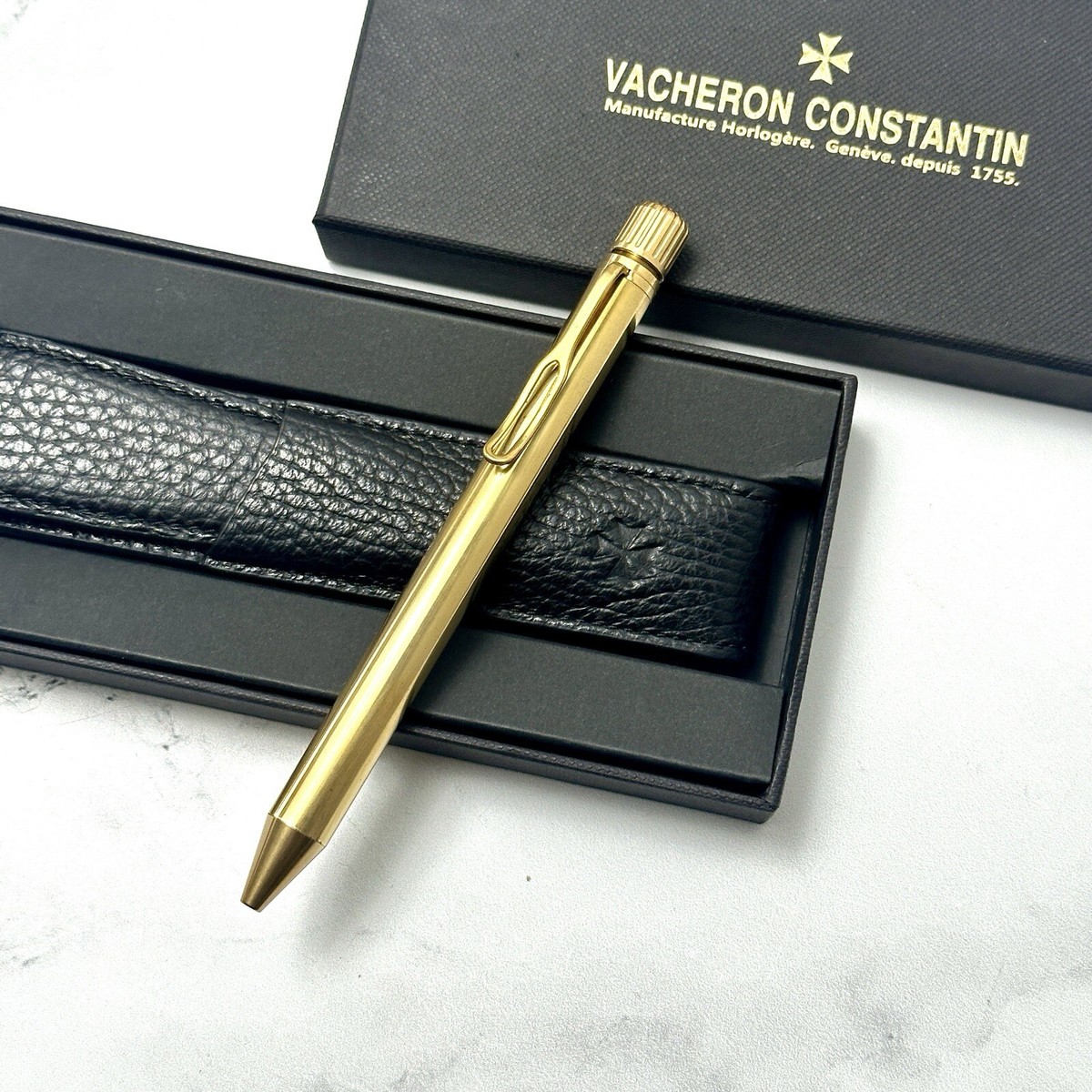 Vacheron Constantin Malte Elegance Brass Ballpoint Pen Leather Set