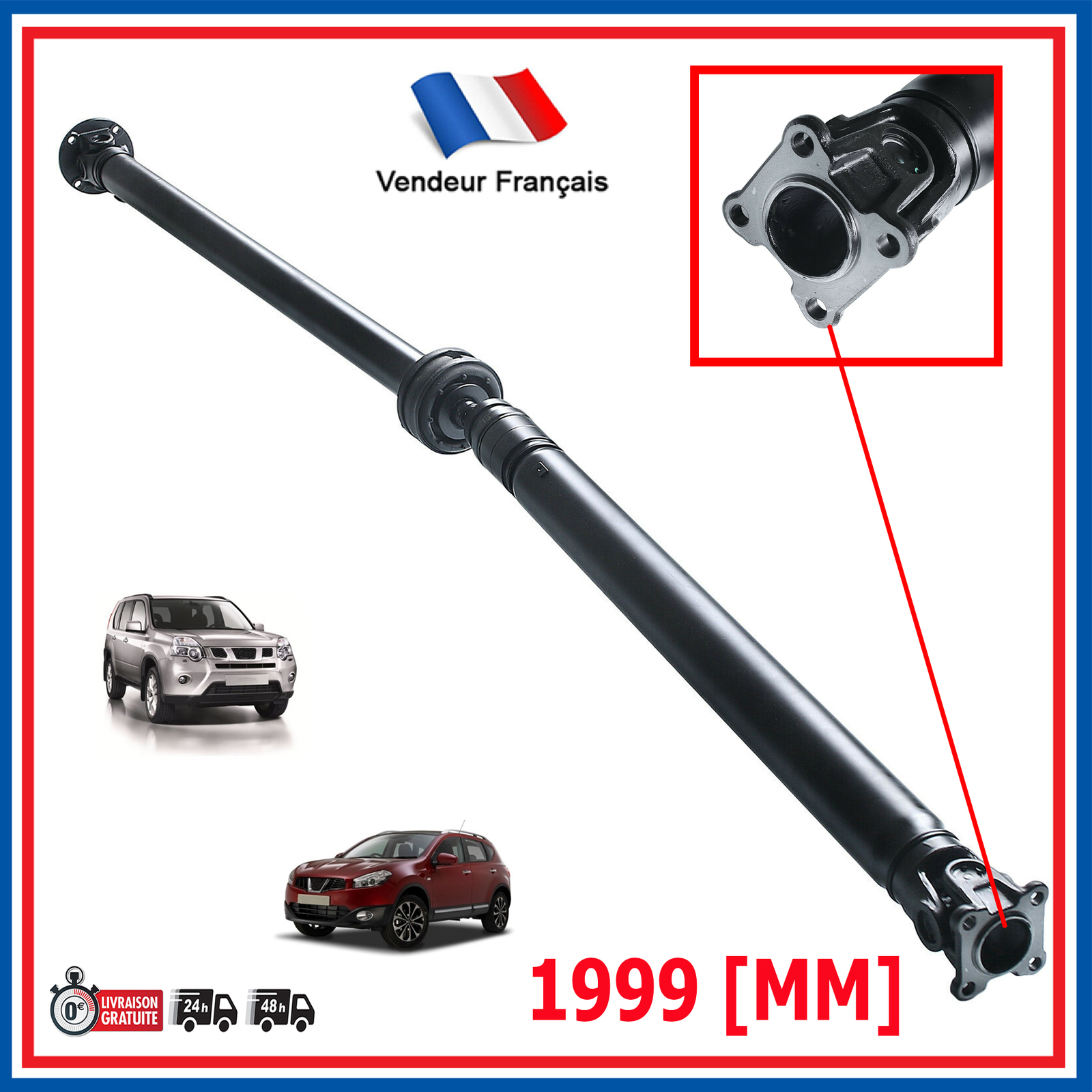 Arbre de transmission longitudinal Nissan X-Trail Qashqai 1999mm pièce rechange 37000-BR51A