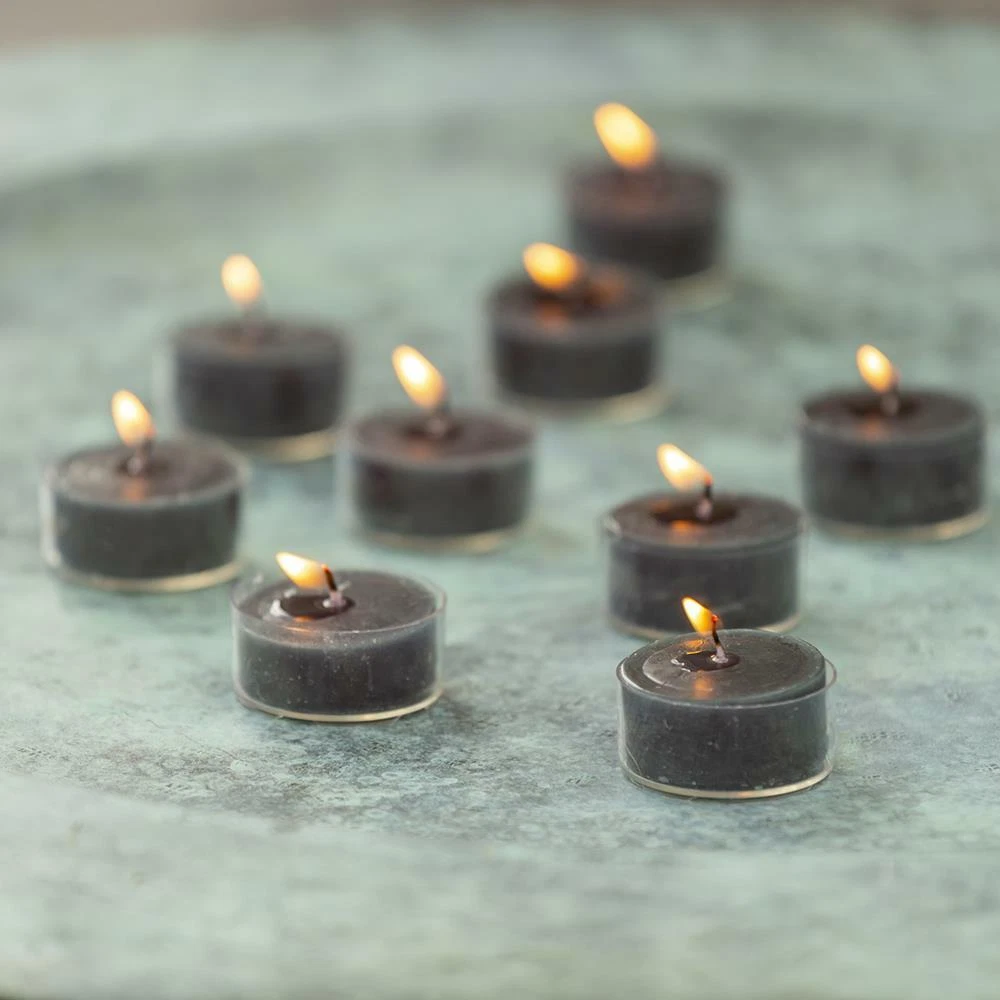 10 Dark Grey Coloured Tea Light Small Candle 4hr Burn Time Night Light Unscented