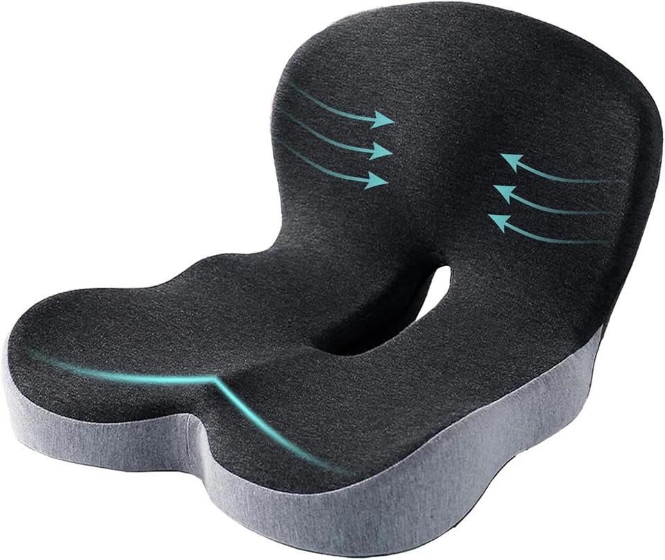 Memory Foam Seat Cushion w/Lumbar Support Pillow for Back & Sciatica Pain Relief - Image 2 of 4