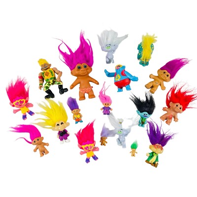 Troll Doll Lot of 18 Mixed Vintage DAM Russ Imperial TNT DreamWorks Burger King