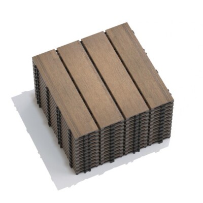 Patio Floor Tiles Pack of 22 WPC Wood-Plastic Composite Patio Deck Tiles DIY Int