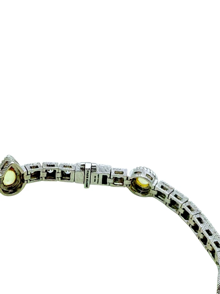 Brazalete Tenis Judith Ripka Plata Esterlina Amarillo Circonita Central Corazón Cuadrado Foto 4 de 4