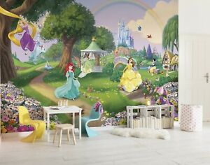 Girly Dormitorio personajes de Disney Princesa Papel Pintado Foto Mural de Pared Jardín Verde