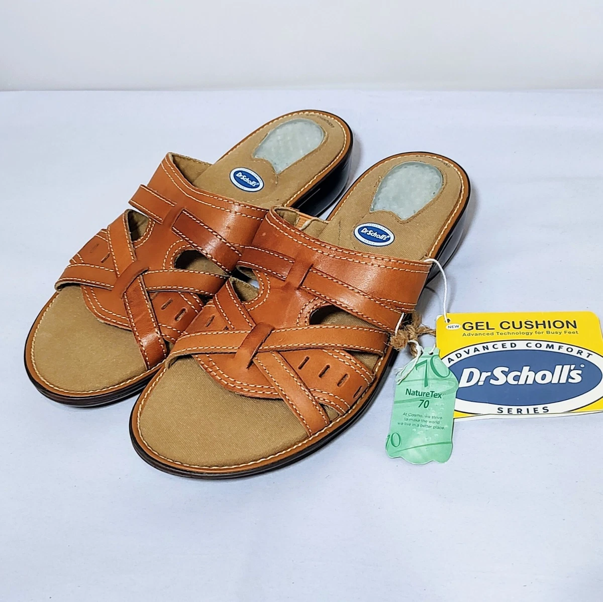Dr Scholls Womens Leather Comfort Sandals Slides Boho Brown Size
