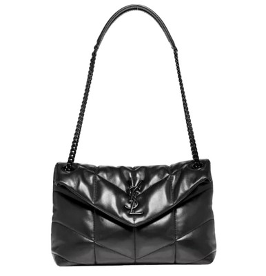 Saint Laurent Quilted Lambskin LouLou Puffer Small Black Hardware MSRP $3300