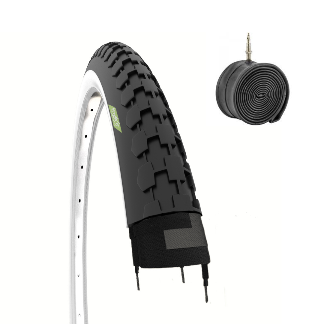 1 COPERTONE 26 X 1 1/2 + CAMERA PNEUMATICO BIANCONERO PER BICI OLANDA STRADALE