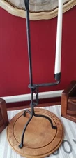 ANTIQUE HAND FORGED IRON TRIPOD ADJUSTABLE HEIGHT HEARTH TABLE CANDLE STICK RARE