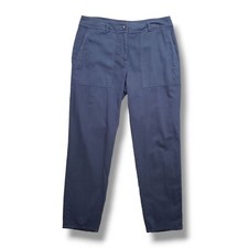 Eileen Fisher Organic Cotton Twill Pants Womens 6 Utility Tapered Ankle Blue