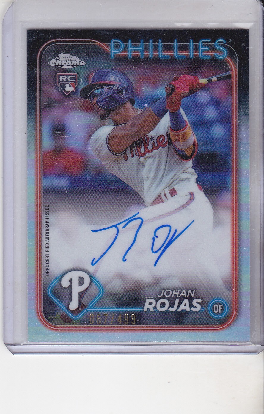 Johan Rojas Refractor AUTO 2024 Topps Chrome Update 067/499 #RA-JRO Phillies