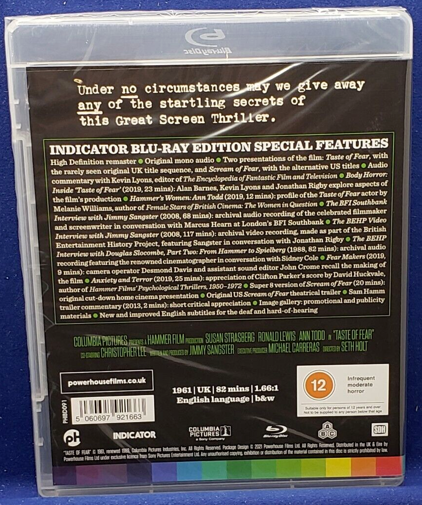 Taste of Fear (Aka Scream of Fear) (Blu-ray, 1961) for sale online