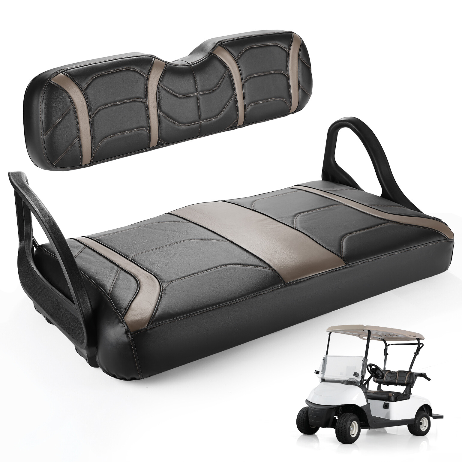 KEMIMOTO For EZGO RXV PU Front Seats Brown Black Golf Cart Front Seat