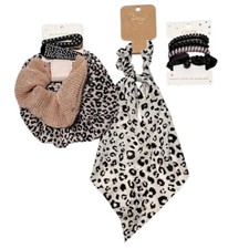 Nordstrom Hair Accessories Bundle Of 3 Scarf Scrunchie, Hair Coils And Clips New