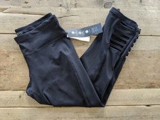 ID IDEOLOGY Black Strappy SMALL Mid Rise Crop Legging NEW Actived