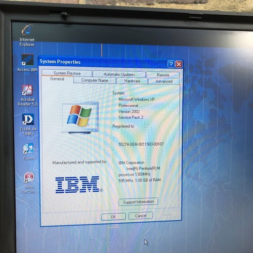 IBM ThinkPad Retro Gaming Laptop Pentium M 1.30GHz 1GB RAM (Windows XP Pro) - Picture 3 of 11