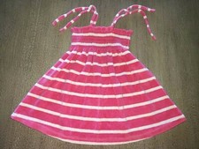CHAPS girls pink white TERRY SUMMER DRESS size 24 months TIES ON SHOULDERS