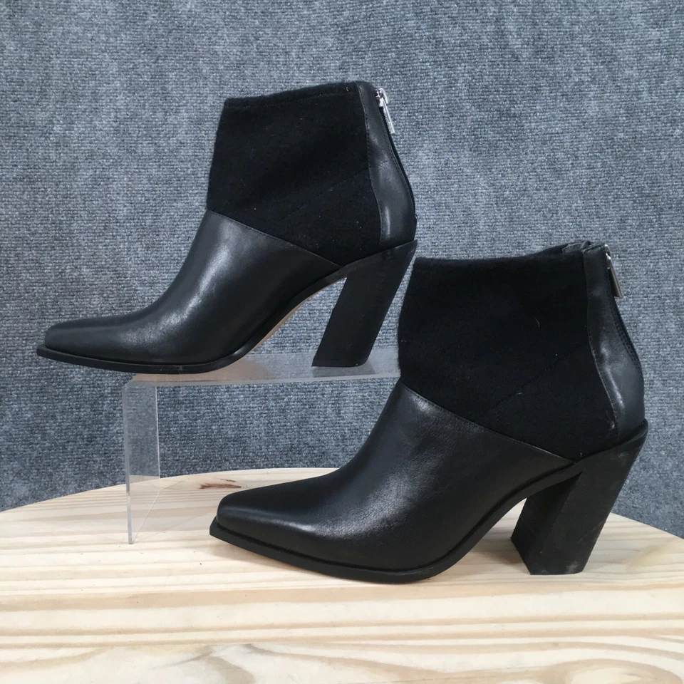 Charles David Botas Mujer 8.5 M Fallyn Botines Tacones Cuero Negro Cremallera Foto 2 de 4