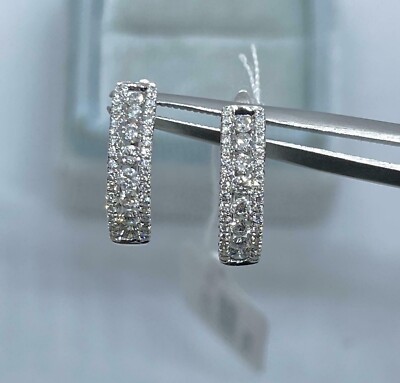 2Ct Round Lab Created Diamond Three-Row Huggie Hoop Earrings 14K White Gold Over