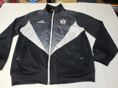 Adidas Climalite Brooklyn Nets Track Jacket Black White Large Basketball NBA