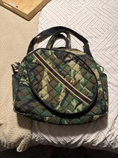 Cinda b Quilted Camo Nylon Tennis/Pickleball Racket Tote Bag