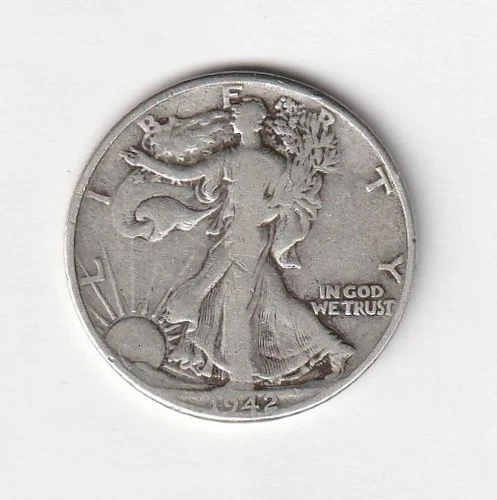 1942 Walking Liberty Half Dollar 90% Silver VF+ condition. Inv#319