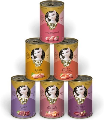 KITTY Katzen Nassfutter Paté Mix 6x400g Packung 85g-400g verschiedene Sorten get