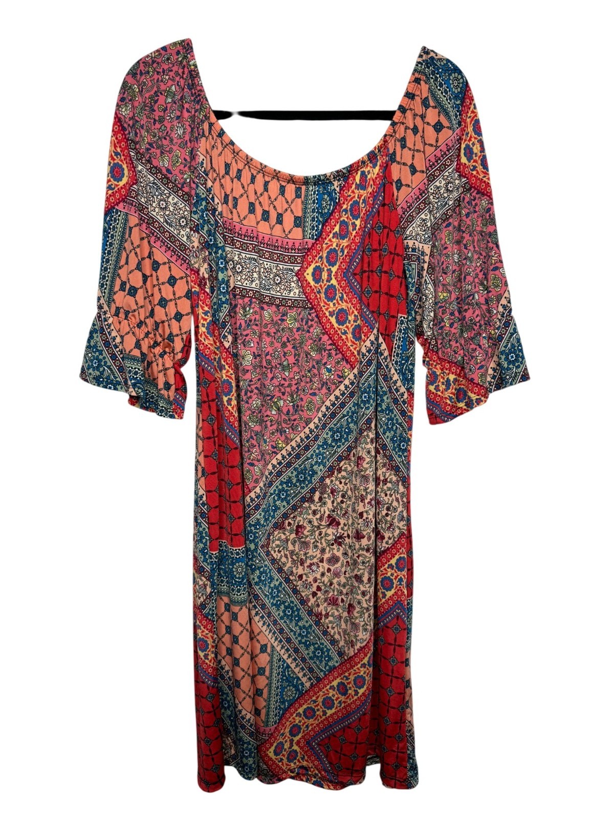 Olivia Matthews Boho Patchwork Dress Multicolor E… - image 1