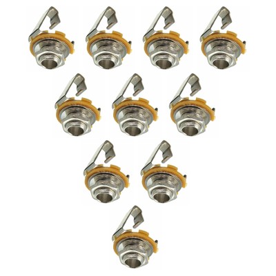 10 Pack Mono 1/4'' 6.35mm ID Jack Socket Connector Panel Mount Guitar Plate