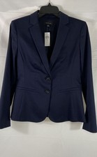 Ann Taylor Women's Navy Blue Cotton Blend Two-Button Blazer Sz 4 NWT