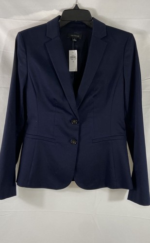Ann Taylor Women's Navy Blue Cotton Blend Two-Button Blazer Sz 4 NWT