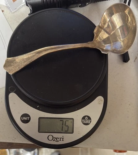75 grams (2.61 Ounces) Antique Sterling Silver Ladle - RM&S .925 “LMW” Mono