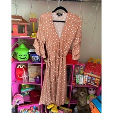 LULUS SOCIALITE POLKA DOT WRAP MIDI DRESS- SIZE S
