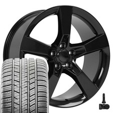 5443 Black 20x9 Rims 24545r20 Uhp As Tires Tpms Set Fit Camaro