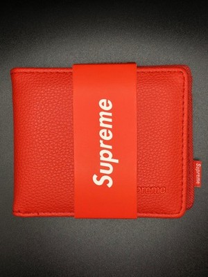 Supreme Red Leather Wallet Card Holder - Box Logo