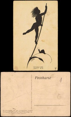 Ansichtskarte  Schattenschnitt Künstlerkarte Diefenbach Jugend 1918