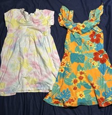 Lot Of 2 Girls Dresses Size 4T Orange Tropical Dress  Rainbow Old Navy