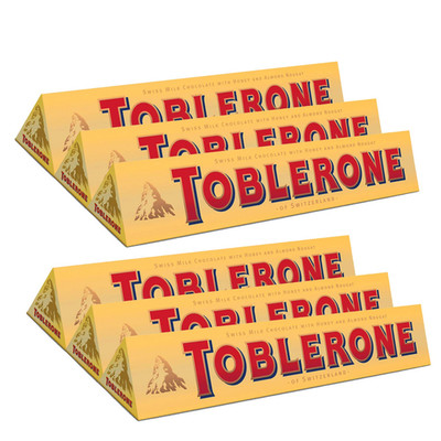 SWISS MILK CHOCOLATE with HONEY and ALMOND NOUGAT 6 X 100 G BARS by