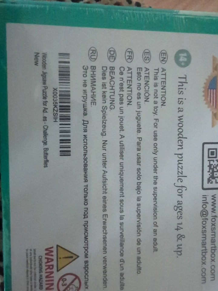 Rompecabezas de madera Butterflies Challenge Fox Smart Box 216 piezas hecho en EE. UU.  Foto 4 de 4