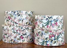 Vintage Pink Blue Floral 4 Piece Nesting Hat Boxes Set   Decorative Storage
