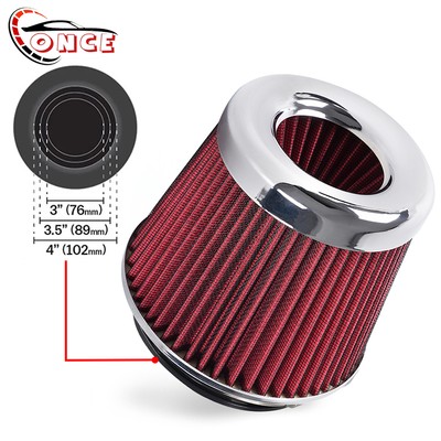 SHORT Air Filter Adjustable 3 3.5 4 inch Inlet Small RED Cold Air Intake Cone
