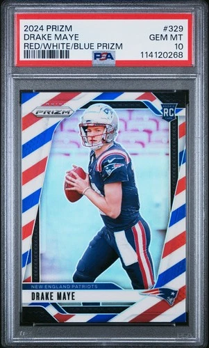 2024 Panini Prizm Drake Maye #329 Red White & Blue Prizm PSA 10 RC!🔥🔥