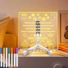 Colorful LED Note Board 7.87" for Kids Light Up Dry Erase Memo Board with 7 Pens