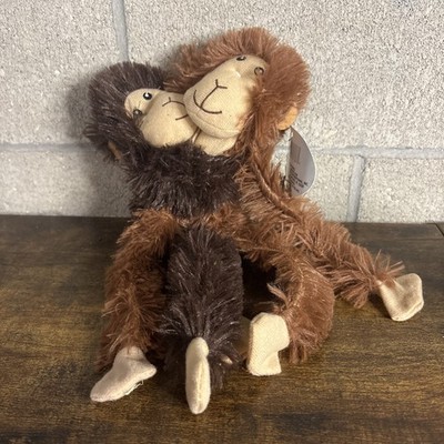 FUZZY FRIENDS Brown Smiling Monkey Stuffed Animal Plush Friend Hanging