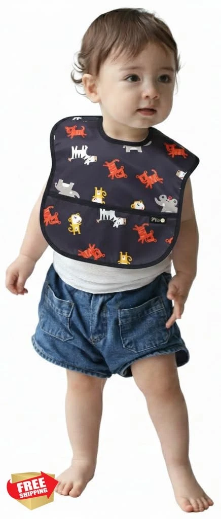 Plie 2pk Waterproof Baby Bibs Toddler Food Catcher 6-24M