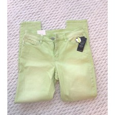 Crown & Ivy Women Hi-Rise Skinny Jeans Lime Green Size 4 NWT Super Stretch Ankle