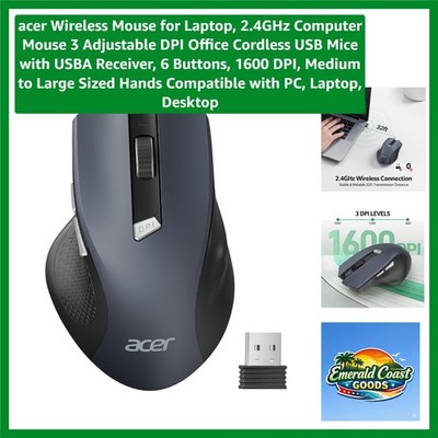 Wireless Mouse for Laptop, 2.4GHz Computer Mouse 3 Adjustable DPI Office Cord...