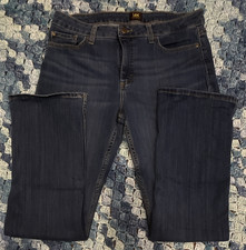 Lee Womens Dark Wash Blue Denim Jeans Straigh...