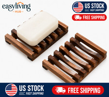 Wooden Soap Dish for Shower,Set of 2 Shower Soap Holder,Self draining Bar Soap