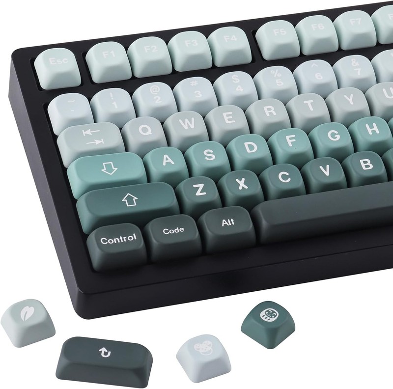 Sunzit PBT Keycaps,132 Keys MOA Profile Dye Sub Custom Green Keycap Set for Che