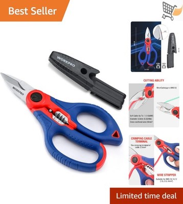 Electricians Scissors Stainless Steel 6.4 Inch Wire Cutter Strip for Soft Cable